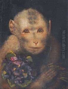 Affe Mit Stiefmutterchen by Gabriel von Max