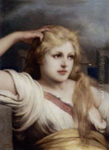 Meditation. Junges Madchen Mit Blondem Haar by Gabriel von Max