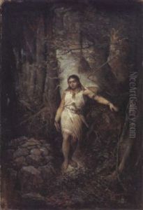 Junge Amazone In Waldlandschaft Junge Amazone In Waldlandschaft
