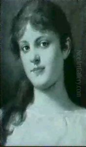 Bildnis Einer Frau Mit Langen,braunen Locken (frau Elisabethslezak, Geb. Werthweim) by Gabriel von Max