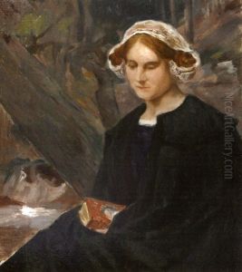 Jeune Femme Assise Au Livre