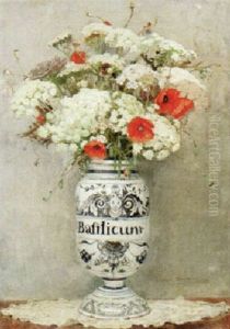 A Vase Of Queen Anne's Lace And Poppies
