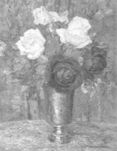 Still Life Of Vase With Flowers by Edgar Maxence