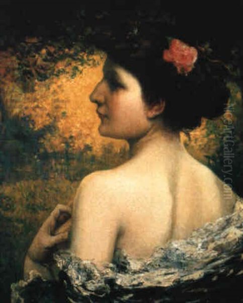 Portrait De Femme A La Rose - view 1