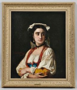 Portrait Of A Neapolitan Woman by Edward Harrison May