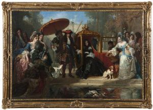 Aristocratic Figures Before A Reflecting Pond Aristocratic Figures Before A Reflecting Pond