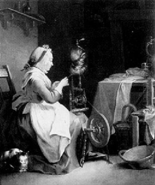 Frau Am Spinnrad - view 1