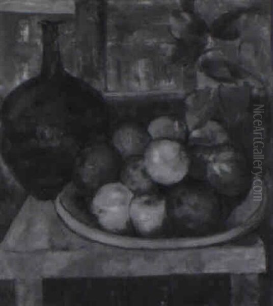 Stilleben Mit Apfeln Und Kugelvase Vor Fensterausblick - view 1