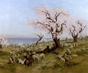 Cherry Blossom In The Meadow by Theophile Henri Mayan