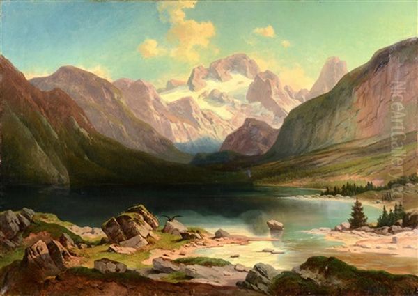 Lake Landscape With Dachstein Mountain Massif - view 1