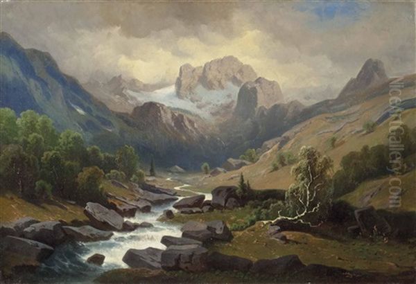 Blick Auf Den Dachstein Mit Wildbach - view 1