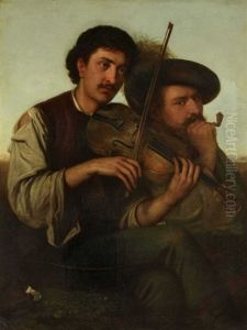 Geiger Und Pfeifenraucher by August Georg Mayer