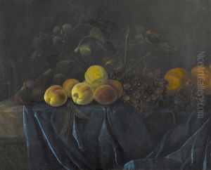 Stillleben Mit Fruchten Auf Blauem Stoff by Constance Marie Mayer-Lamartiniere