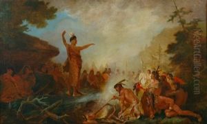 Indian Powwow At The Treaty Of Traverse Des Sioux by Francis Blackwell Mayer