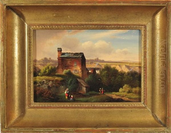 Belebte Szenerie Am Dorfrand Mit Blick In Eine Weite Landschaft - view 1