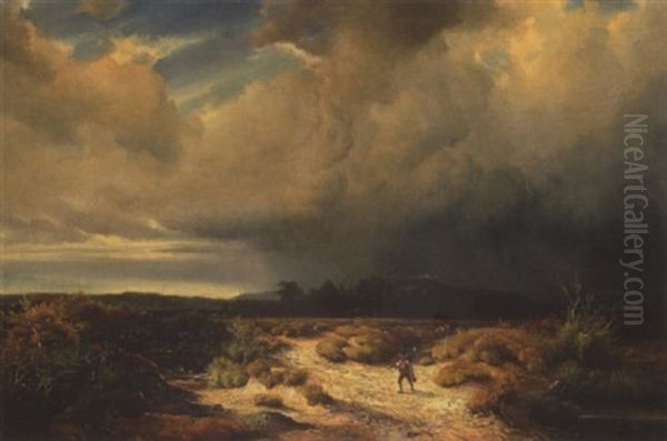 Heimkehrende Bauern Bei Aufziehendem Gewitter Am Hohenpeissenberg - view 1
