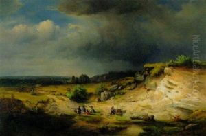 Sommerlandschaft Bei Aufziehendem Gewitter by Friedrich (Der Rote) Mayer