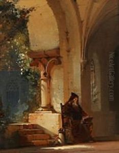 A Monk In A Monastery by Friedrich Carl Mayer