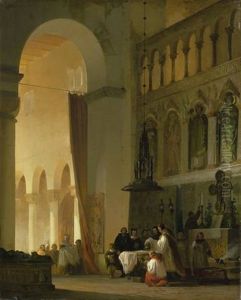 Taufe Eines Kindes Vor Dem Seitenaltar Einer Basilika