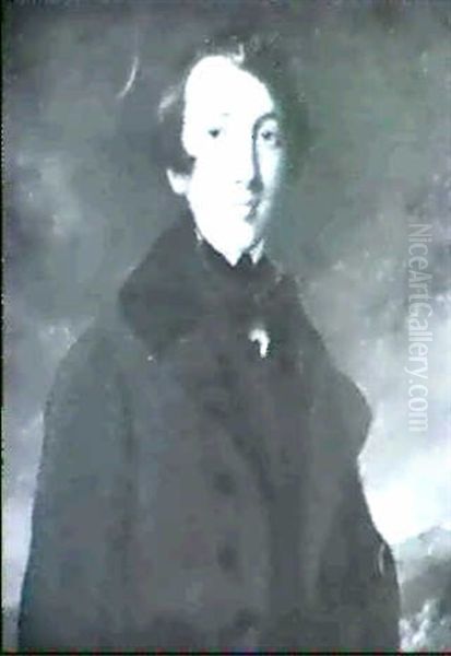 Portrait Of James Charles Murray Cowell, Bust Length Wearing A Dark Coat And White Shirt, A Landscape Beyond - view 1