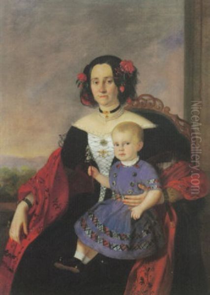 Portrait Einer Hocherrschaftlichen Dame Mit Kind - view 1