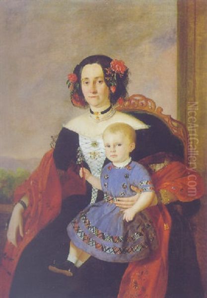 Portrait Einer Adeligen Dame Mit Kleinkind - view 1