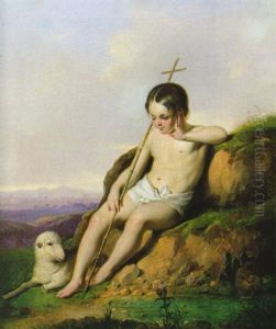 Johannesknabe In Landschaft by Johann Nepomuk Mayer