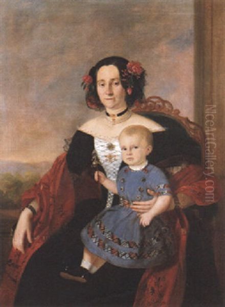 Portrat Einer Adeligen Dame Mit Kleinkind - view 1