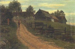 Abendstimmung Am Bauernhof by Adolf Mayerhofer