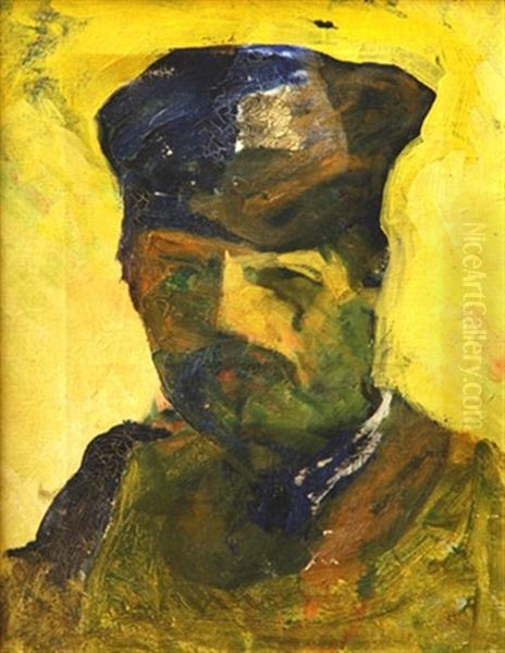 Homme Au Chapeau Fond Jaune - view 1