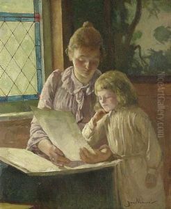 Mutter Mit Lesendem Madchen