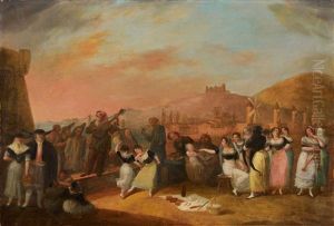 Spanische Wandermusikanten Und Tanzende by Salvador Mayol