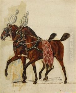 Trabende Pferde In Herzoglichen Geschirren by Heinrich Von Mayr