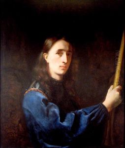 A Self Portrait Of The Artist Wearing A Blue Velvet Jacket With A Cuirass