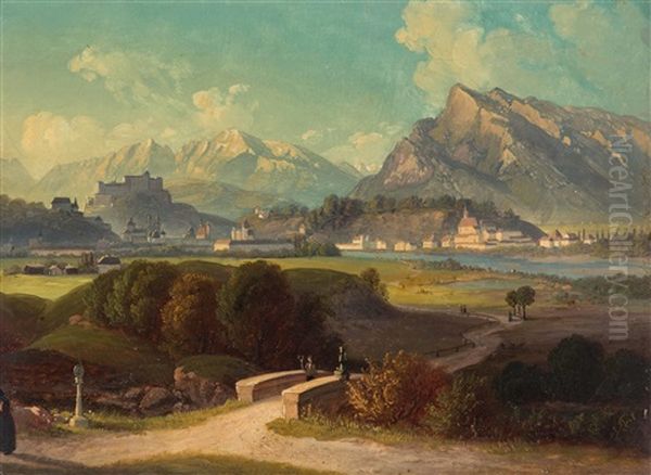 Blick Auf Salzburg Von Der Plainbrucke - view 1