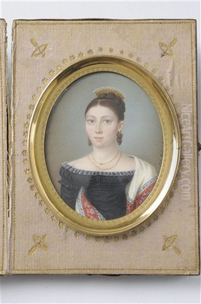 A Portrait Miniature Of A Biedermeier Lady - view 1