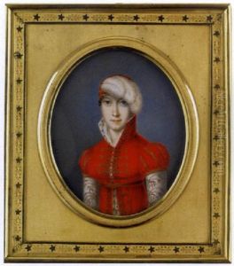 Portrait De L'imperatrice Marie-louise D'autriche Portant Une Robe De Cour En Velours Rouge Bordee D'hermine, Brandebourgs Or, Manches De Soie Blanche Rebrodees D'epis De Ble Or Portrait De L'imperatrice Marie-louise D'autriche Portant Une Robe De Cour En Velours Rouge Bordee D'hermine, Brandebourgs Or, Manches De Soie Blanche Rebrodees D'epis De Ble Or