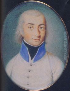 An Austrian Officer, In White Coat With Light Blue, Turned Down Collar, Silver Buttons, White Shirt And Black Stock