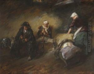 Zwei Napoleonische Soldaten Im Burgerquartier by Carl Mayr-Graetz
