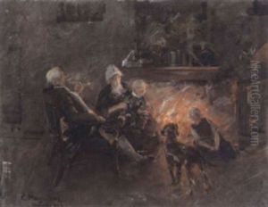 Am Kamin by Carl Mayr-Graetz