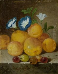 Stilleben Mit Pfirsichen by Johann Nepomuk Mayrhofer