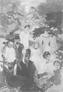Selbstbildnis Mit Gruppe In Landschaft by Max Mayrshofer