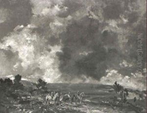 Reitergruppe In Weiter Landschaft Reitergruppe In Weiter Landschaft