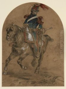 An Officer On Horseback by (Albert d'Arnoux) Bertall