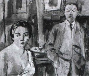 Maler Im Atelier (selbstbildnis Mit Modell) by Max Mayrshofer