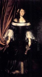 Portrait De Jeune Femme En Pied Vetue D'une Robe Noire by Juan Bautista Martinez del Mazo