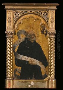 Beato Monaco Agostiniano Che Tiene In Mano Un Libro Aperto E Beato Monaco Agostiniano Con Padre Benedicente (2 Works) by Giovanni Mazone