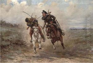 A Cavalry Skirmish by Viktor Vinkentevich Mazurovsky