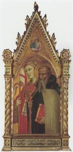 Saints Stephen And Anthony Abbot, An Evangelist In The Gable Above by Tommaso del Mazza (Master of Santa Verdiana)