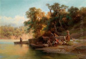 Fischerfamilie Am Seeufer by Salvatore Mazza